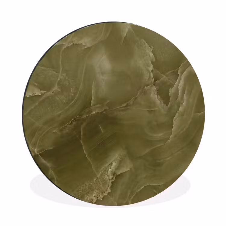 Wandcirkel - Aluminium - Marmer - Groen - Abstract — 1