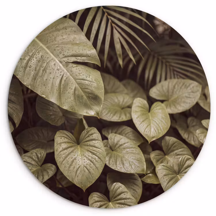 Wandcirkel - Glas - Groene bladeren - Natuur — 1