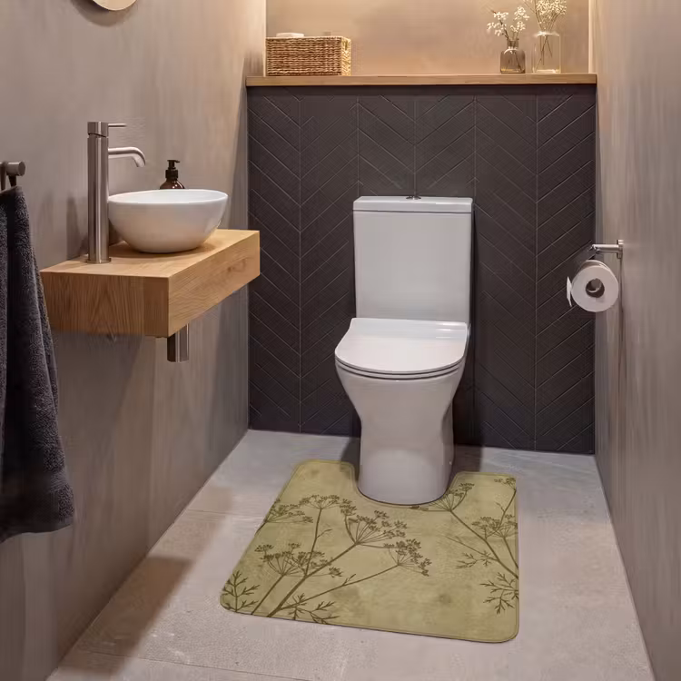 Wc Mat - Bloemen - Schrift - Groen — 2