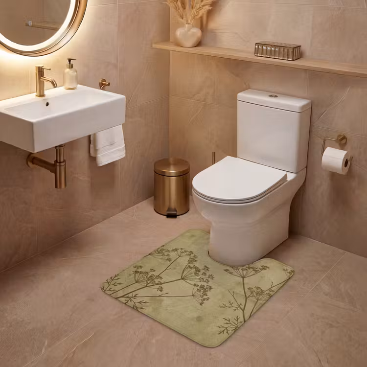 Wc Mat - Bloemen - Schrift - Groen — 3