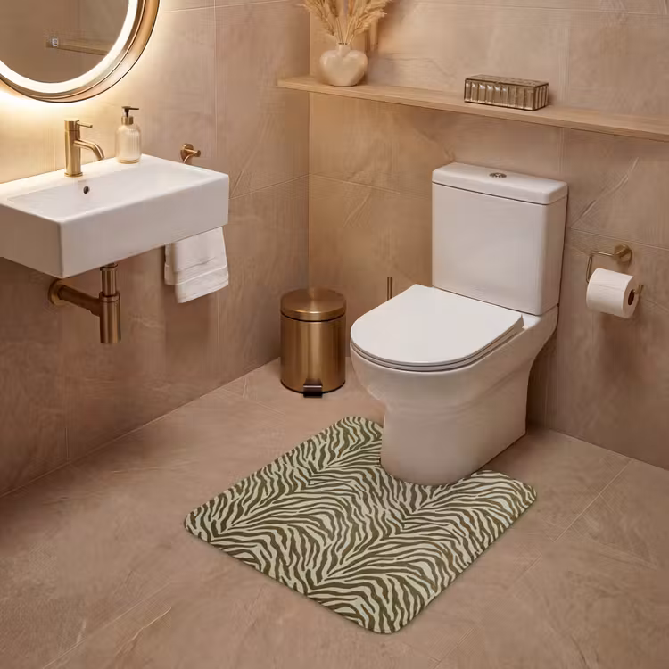 Wc Mat - Zebramotief - Groen - Modern — 3