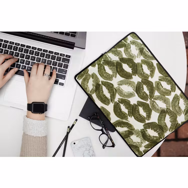 Laptophoes - Kus - Patroon - Groen — 3
