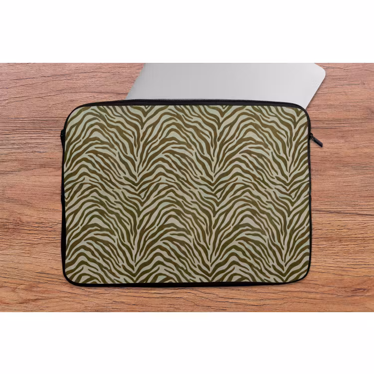 Laptophoes - Zebramotief - Groen - Modern — 2