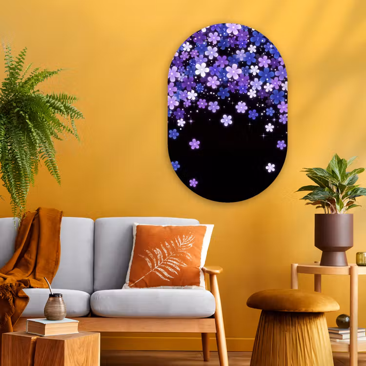 Muurovaal - Glas - Bloemen - Paars - Modern — 3