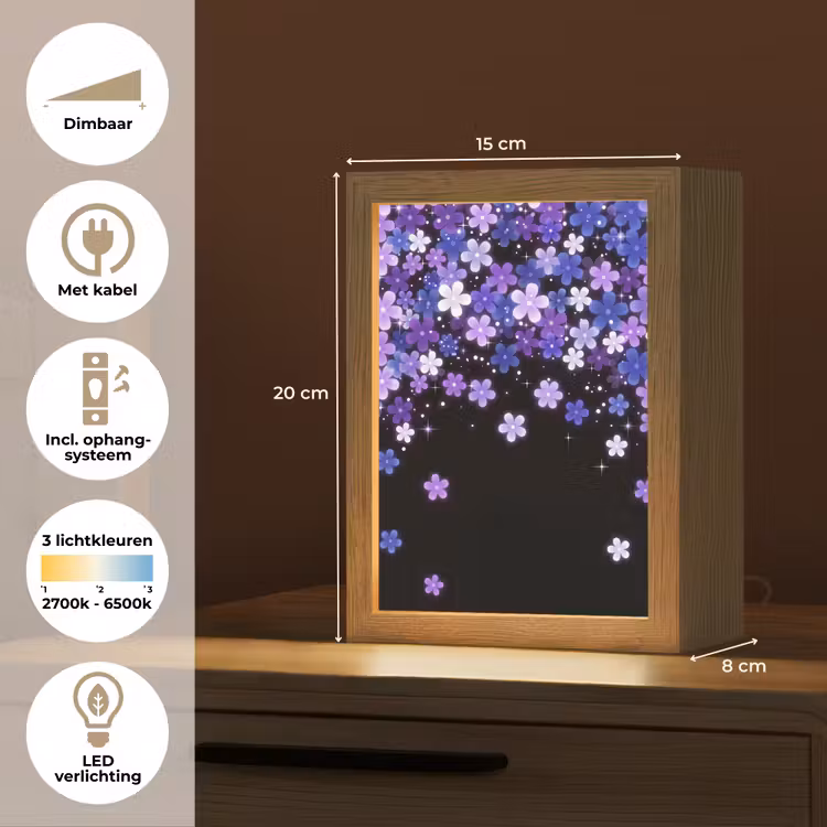 Gepersonaliseerde Lightbox - Bloemen - Paars - Modern — 7