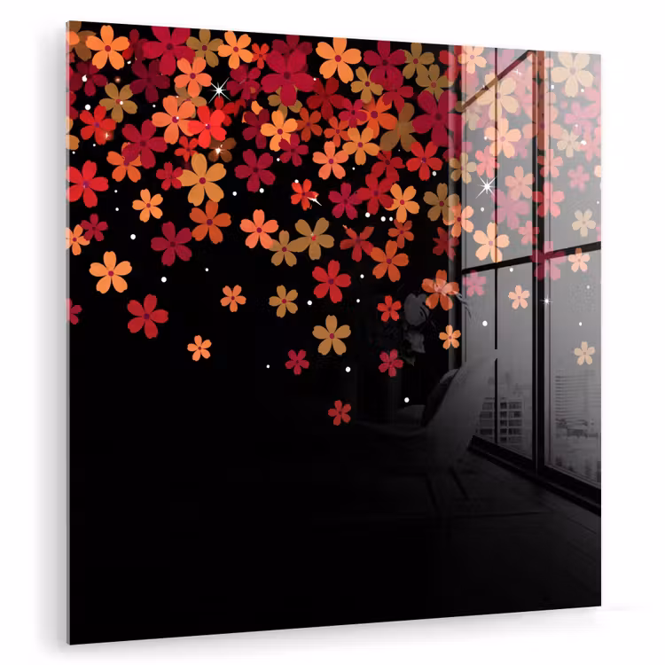 Glas schilderij - Bloemen - Abstract - Oranje — 1
