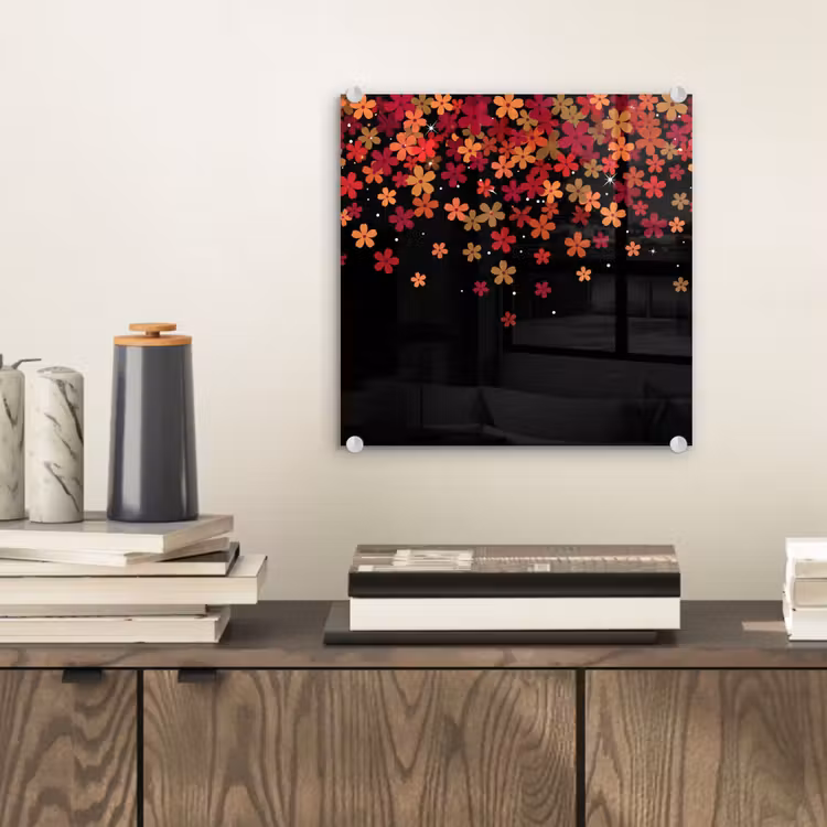 Glas schilderij - Bloemen - Abstract - Oranje — 2