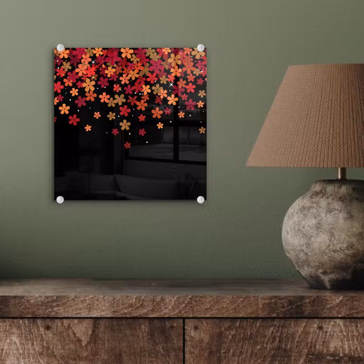 Glas schilderij - Bloemen - Abstract - Oranje — 4