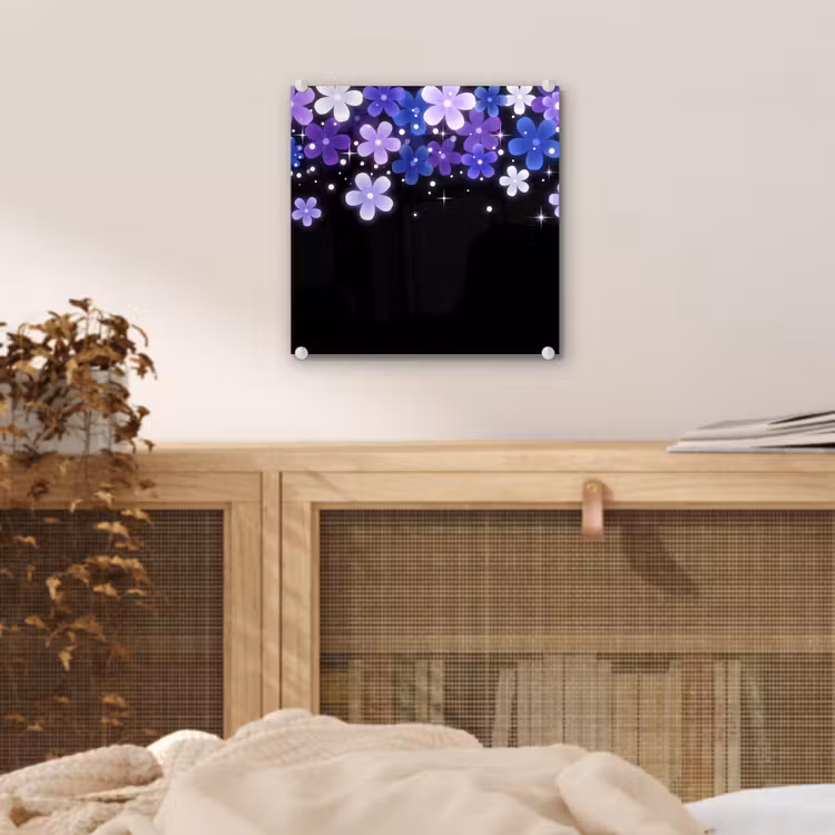 Glas schilderij - Bloemen - Paars - Modern — 5
