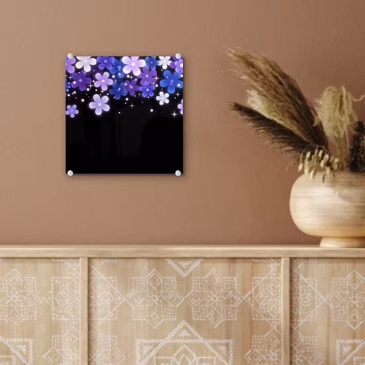 Glas schilderij - Bloemen - Paars - Modern — 6