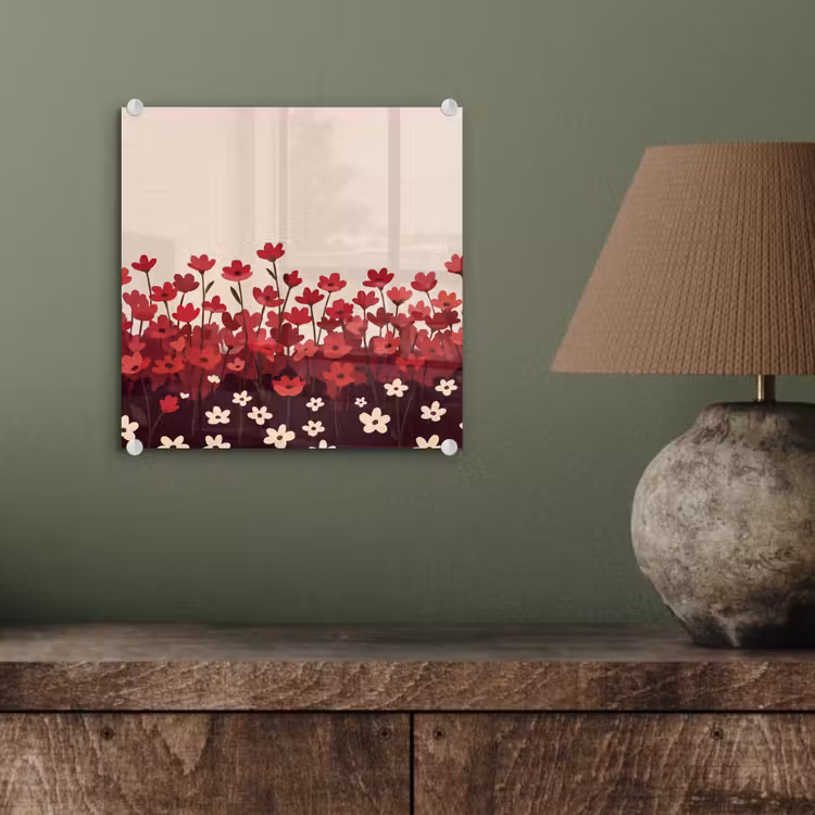 Glas schilderij - Bloemen - Rood - Natuur — 4