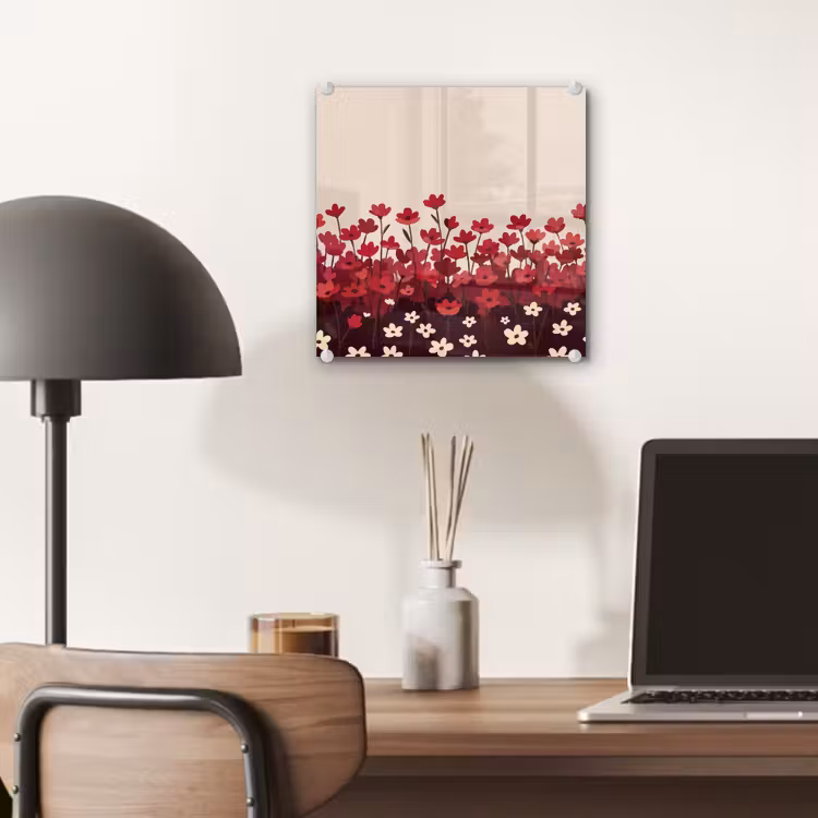 Glas schilderij - Bloemen - Rood - Natuur — 7