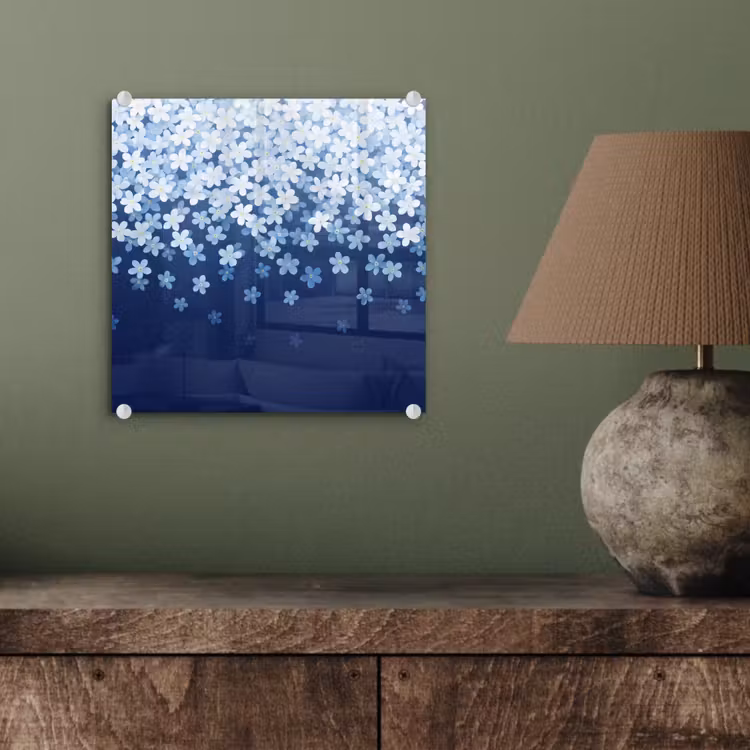 Glas schilderij - Bloemen - Vallend - Decoratief — 4