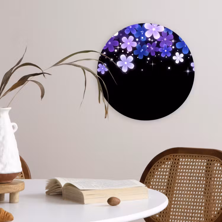 Wandcirkel - Glas - Bloemen - Paars - Modern — 4