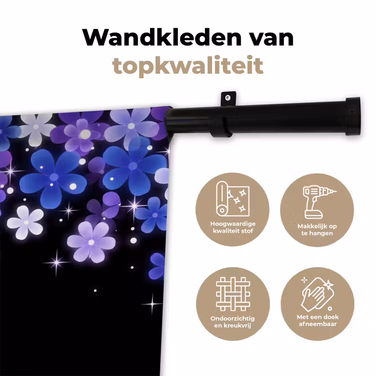Wandkleed - Bloemen - Paars - Modern — 3