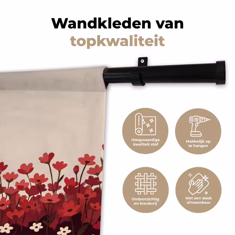 Wandkleed - Bloemen - Rood - Natuur — 3