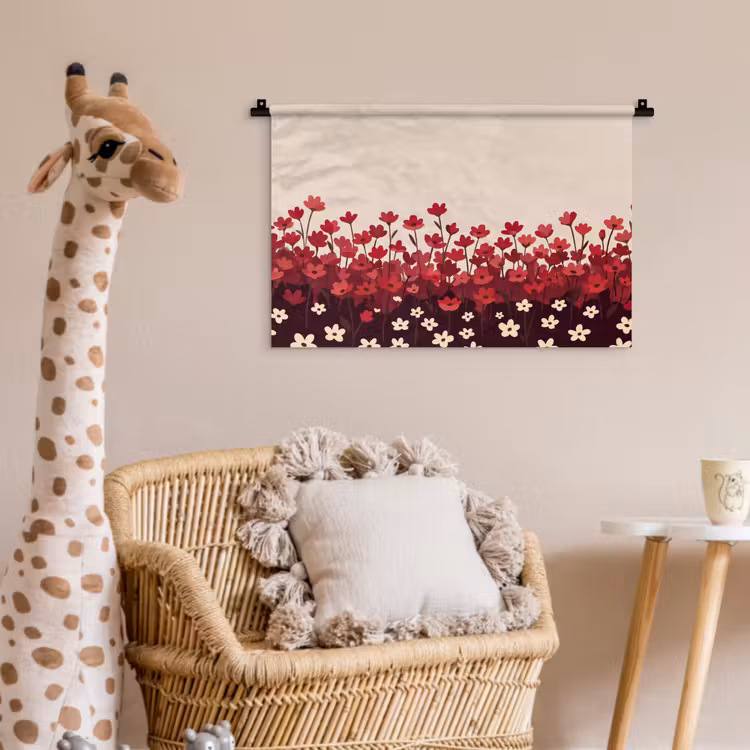 Wandkleed - Bloemen - Rood - Natuur — 5