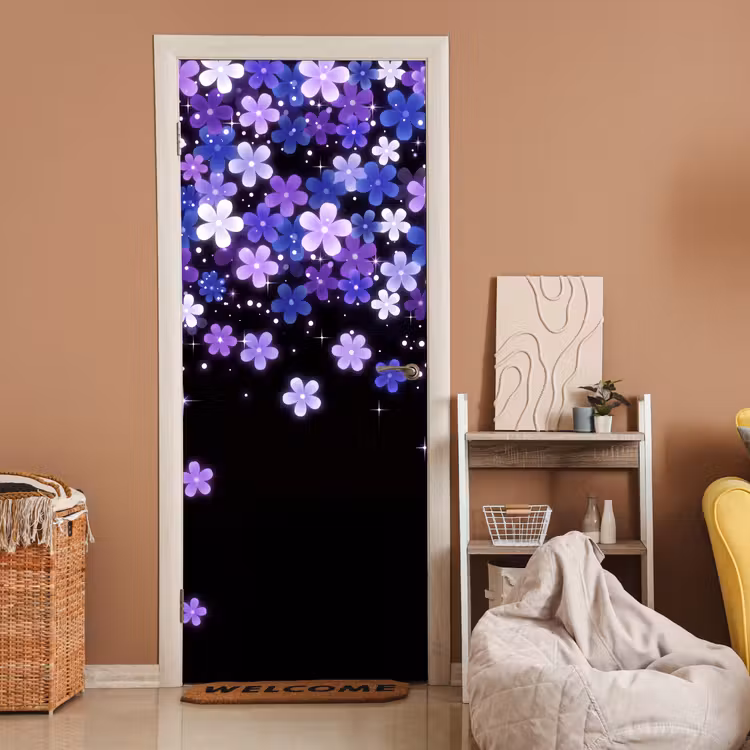 Deursticker - Bloemen - Paars - Modern — 2