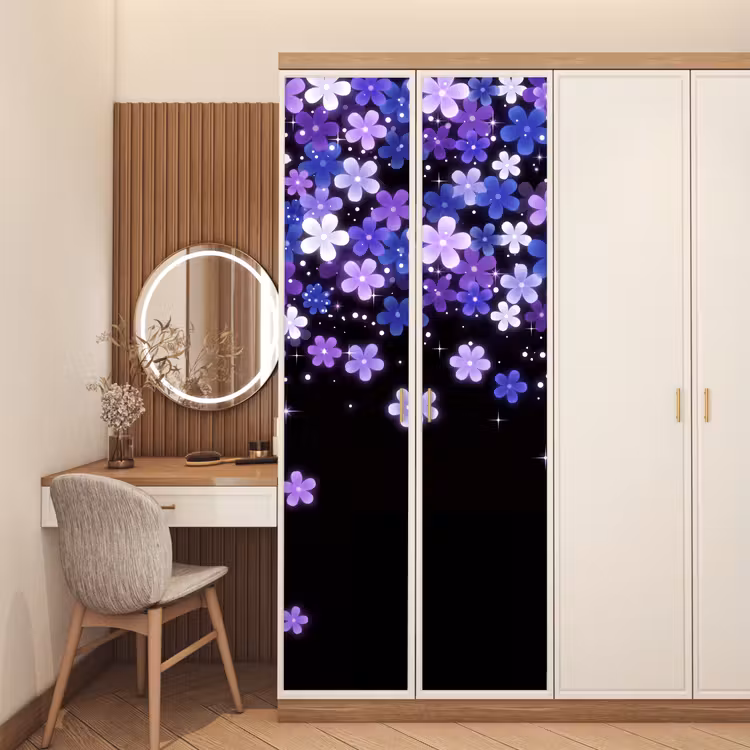 Deursticker - Bloemen - Paars - Modern — 5