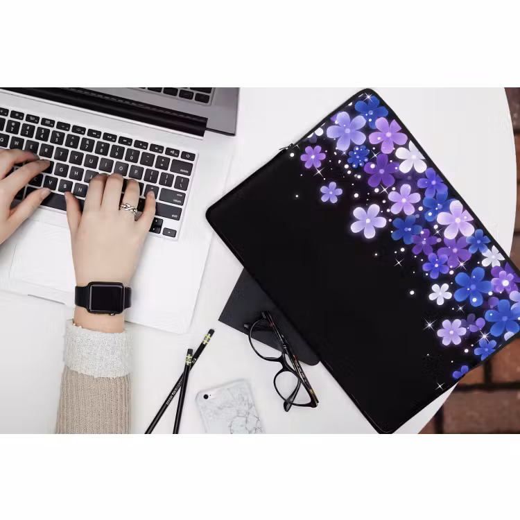 Laptophoes - Bloemen - Paars - Modern — 3