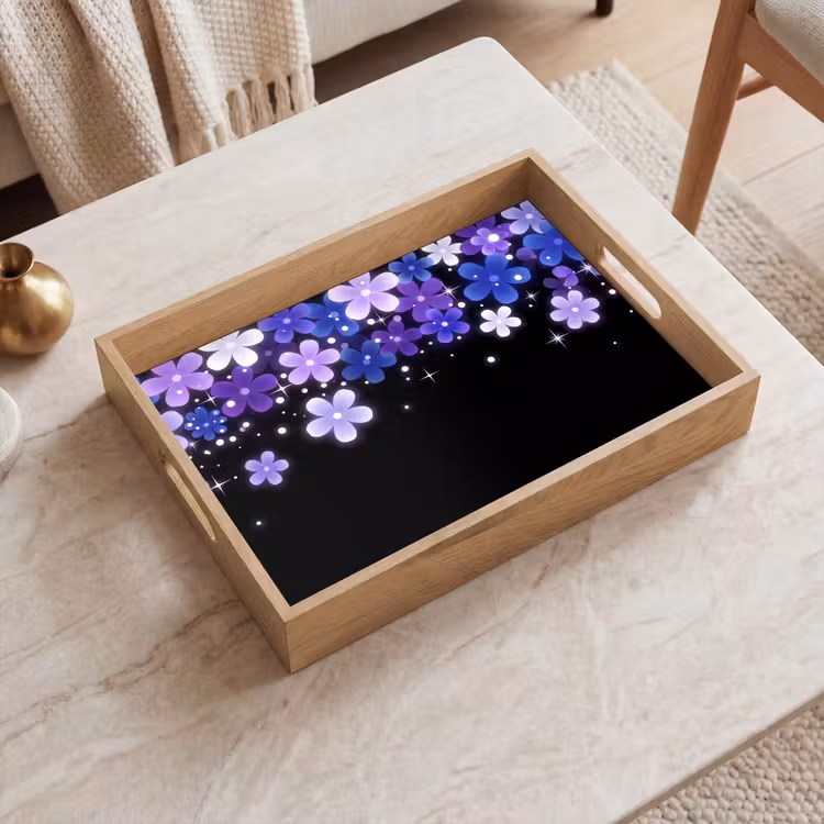 Dienblad - Bloemen - Paars - Modern — 2