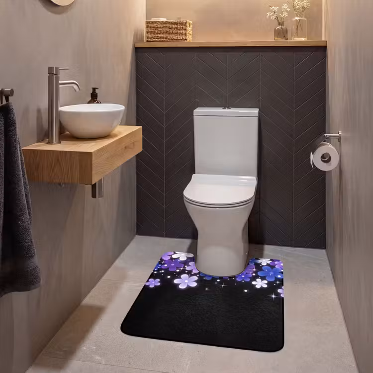 Wc Mat - Bloemen - Paars - Modern — 2