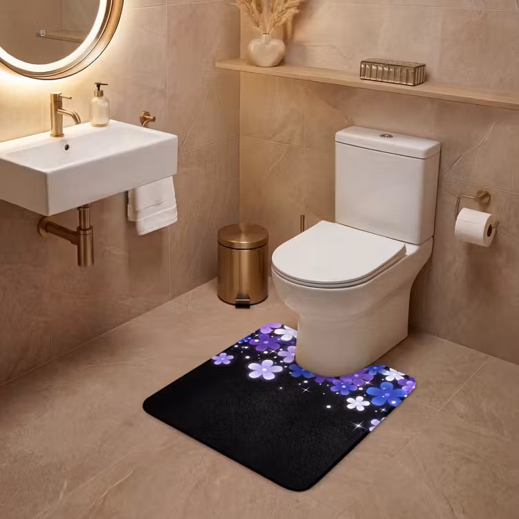 Wc Mat - Bloemen - Paars - Modern — 3