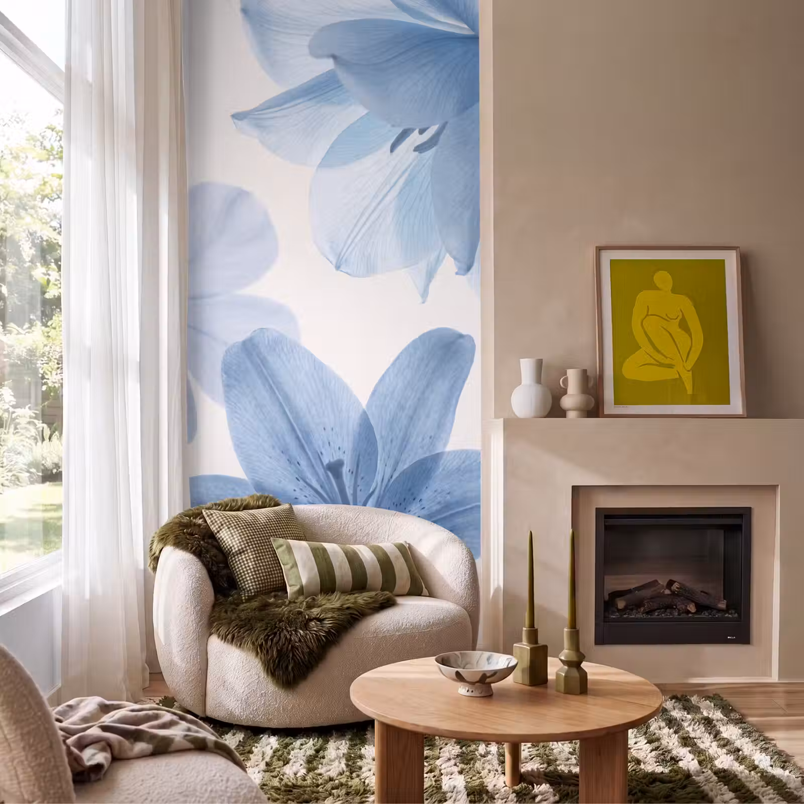 Behang - Bloemen - Transparant - Modern β 1