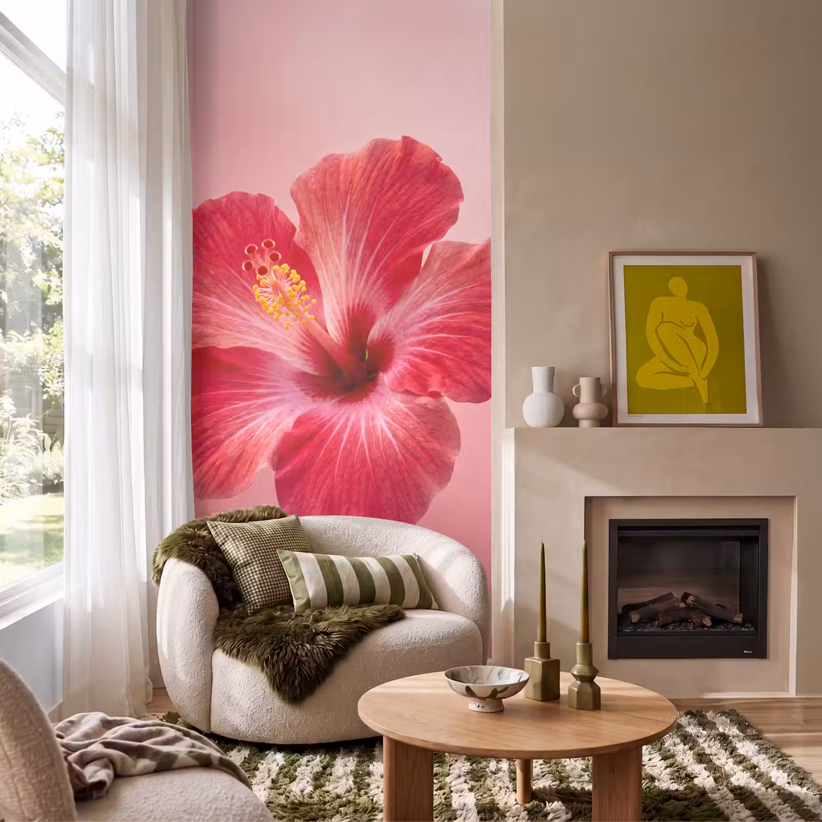 Behang - Rode bloem - Natuur β 1