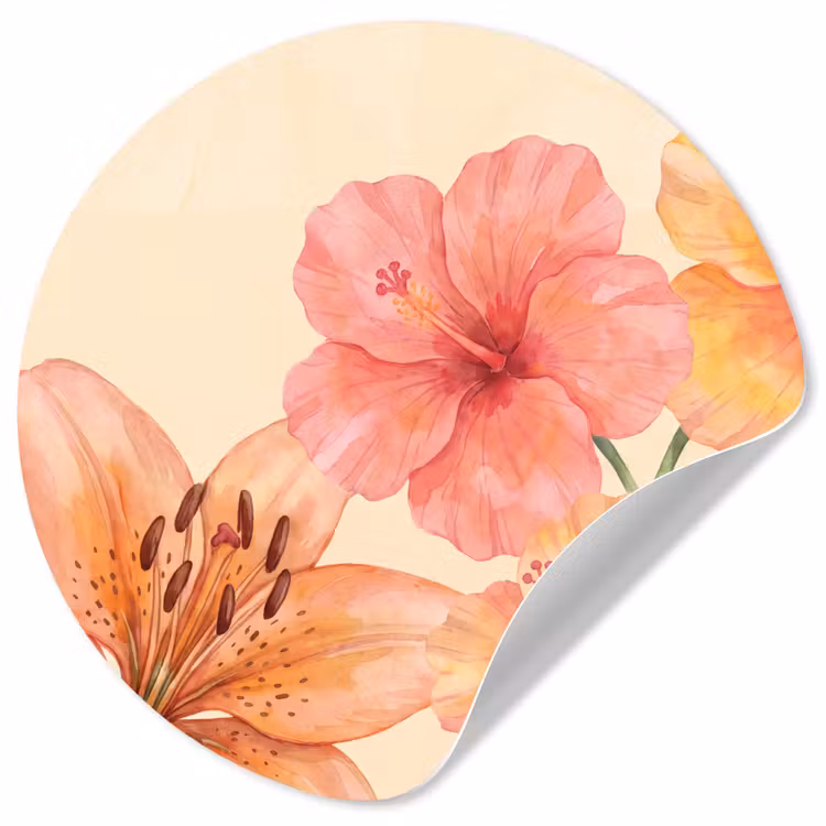 Behangcirkel - Bloemen - Aquarel - Natuur — 1