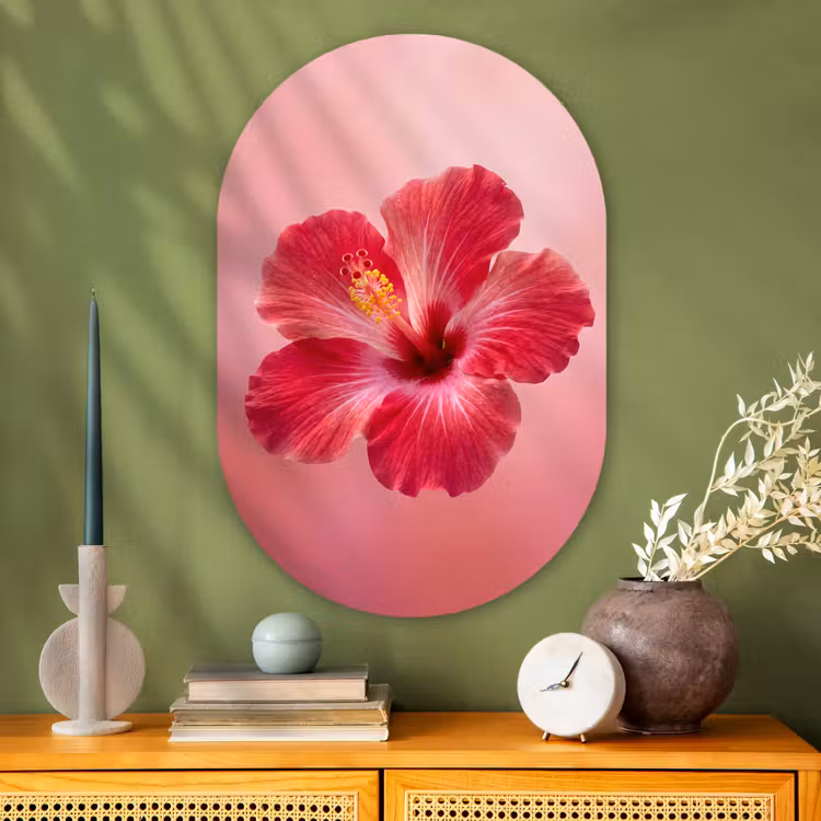 Muurovaal - Glas - Rode bloem - Natuur — 2