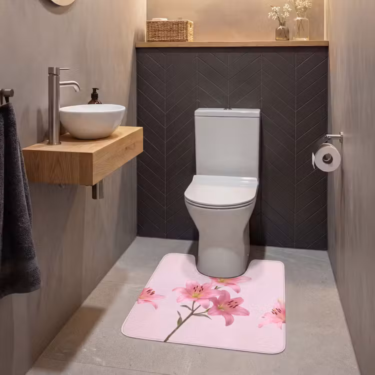 Wc Mat - Bloemen - Zacht - Roze — 2