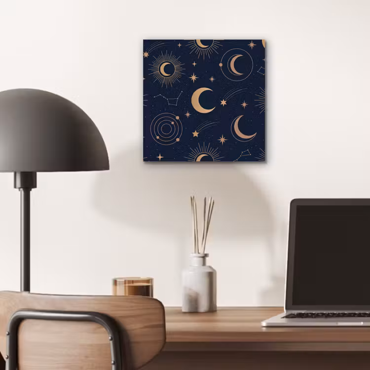 Aluminium schilderij - Maan - Sterren - Goud — 6