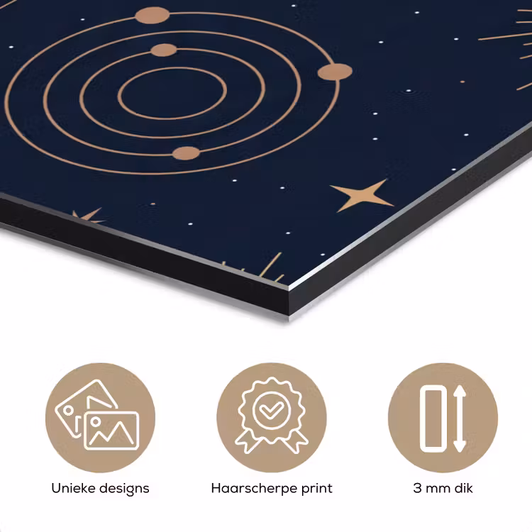 Aluminium schilderij - Maan - Sterren - Goud — 7