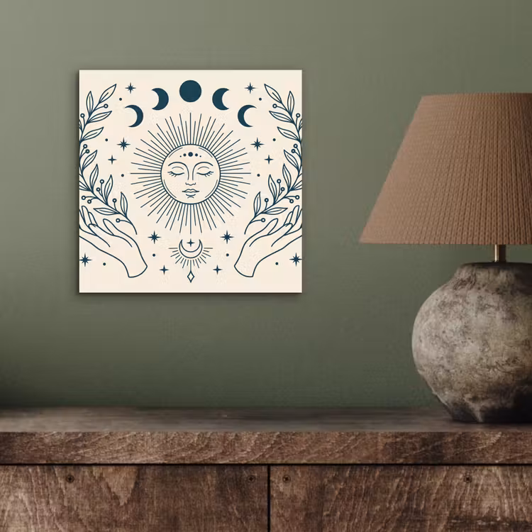 Aluminium schilderij - Zon Maan Illustratie — 3