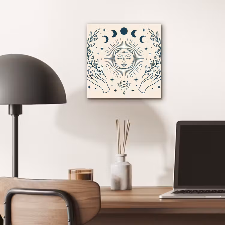 Aluminium schilderij - Zon Maan Illustratie — 6