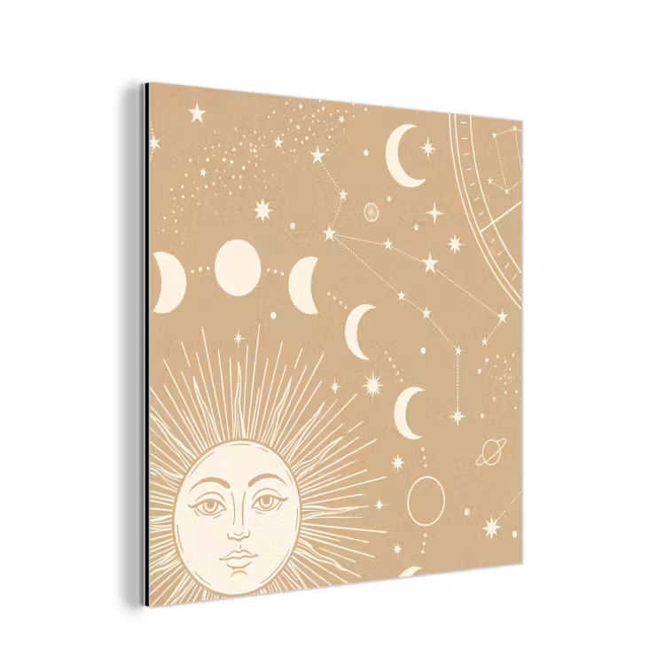 Aluminium schilderij - Zon - Maan - Sterren — 1