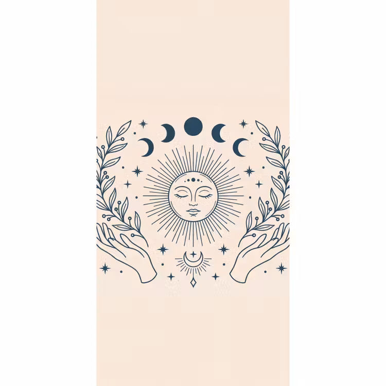 Behang - Zon Maan Illustratie — 2