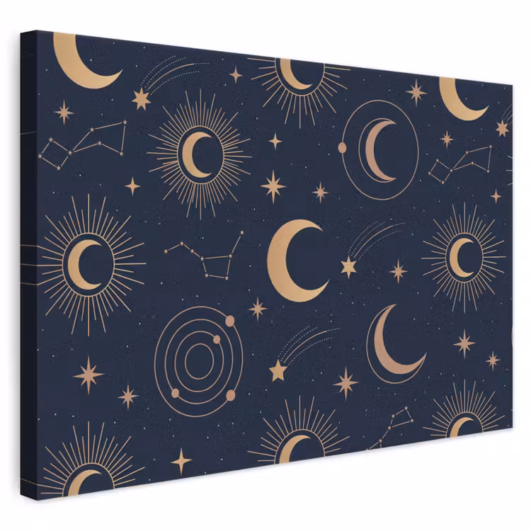 Canvas schilderij - Maan - Sterren - Goud — 1
