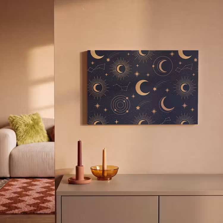 Canvas schilderij - Maan - Sterren - Goud — 2