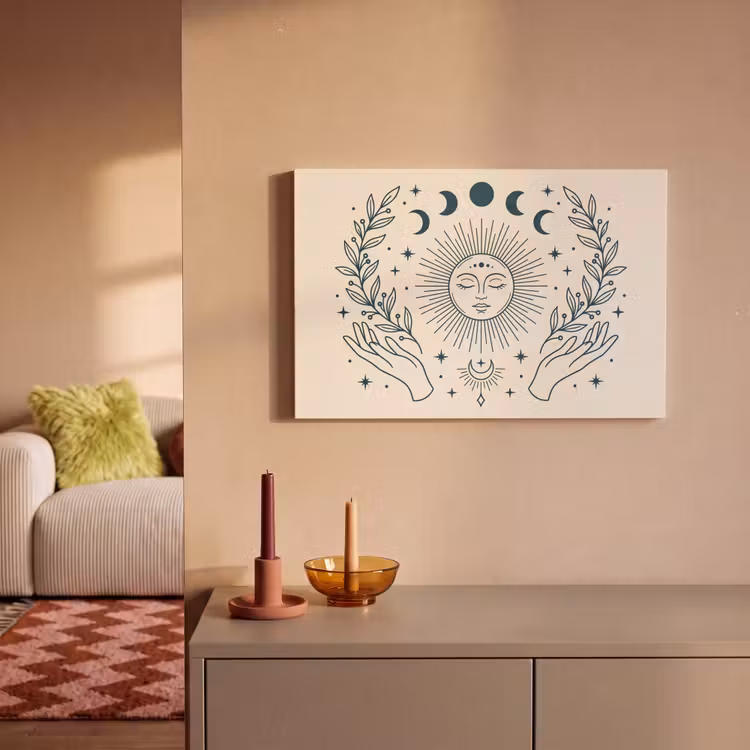Canvas schilderij - Zon Maan Illustratie — 2