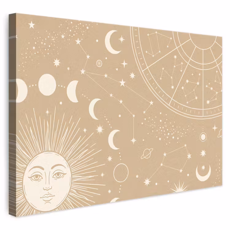 Canvas schilderij - Zon - Maan - Sterren — 1