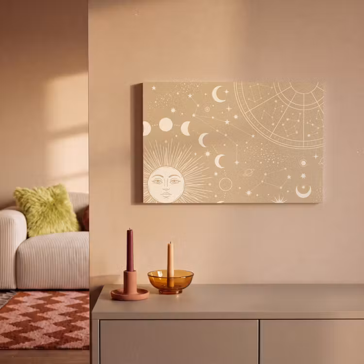 Canvas schilderij - Zon - Maan - Sterren — 2
