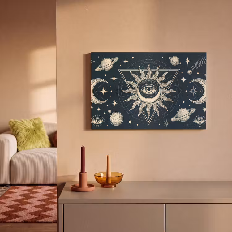 Canvas schilderij - Zon Maan Sterren — 2