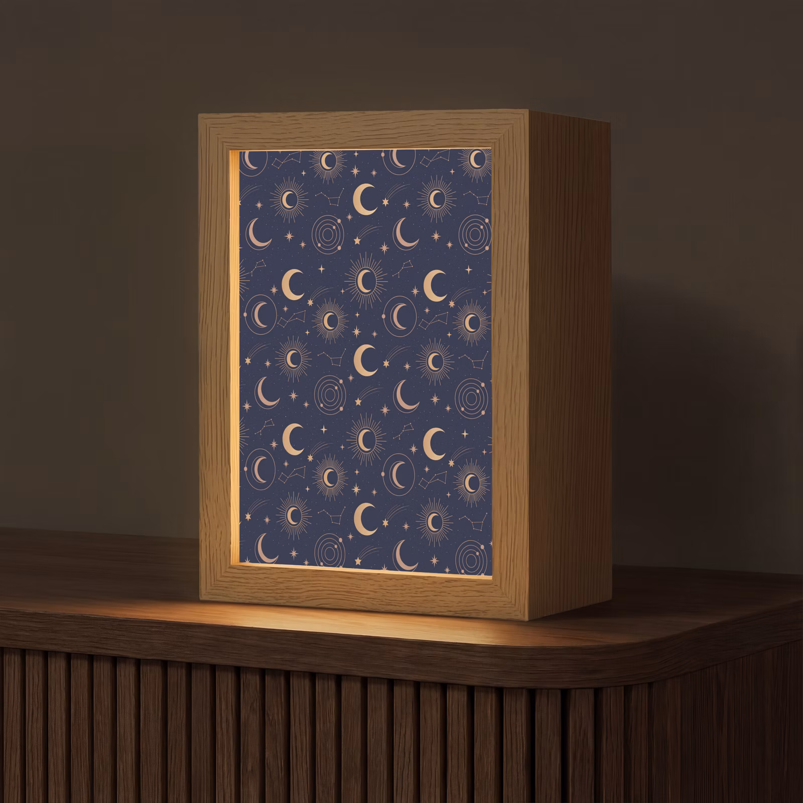 Gepersonaliseerde Lightbox - Maan - Sterren - Goud — 1