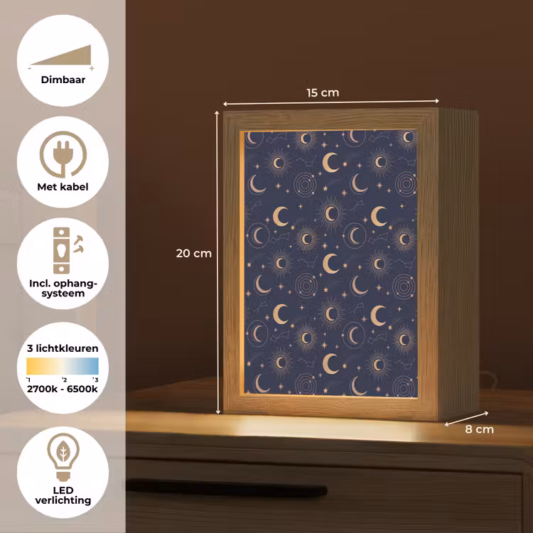 Gepersonaliseerde Lightbox - Maan - Sterren - Goud — 7