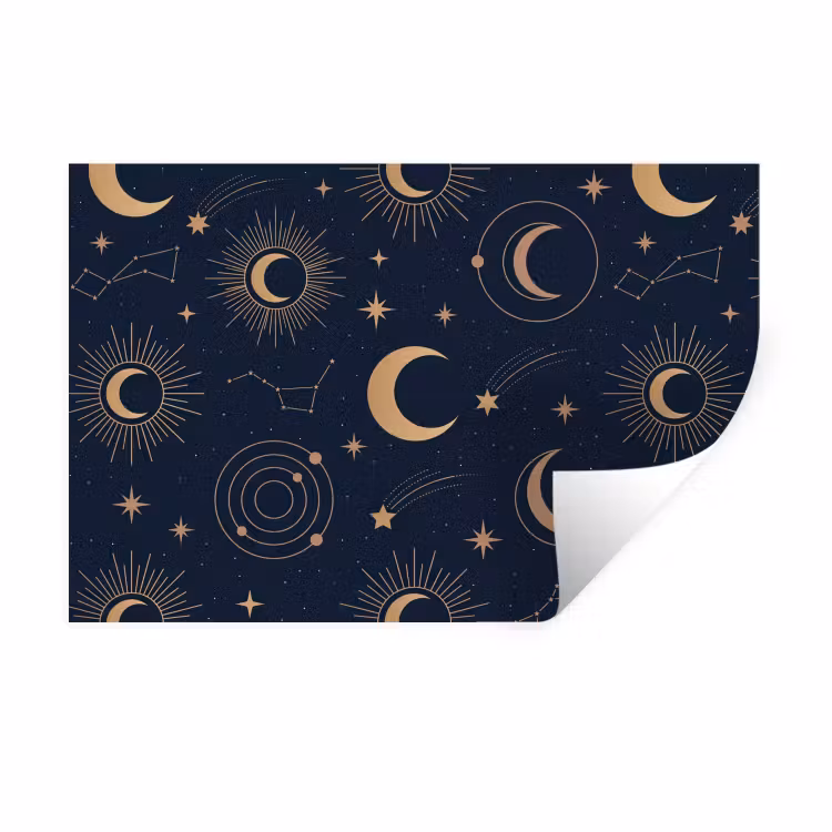 Muursticker - Maan - Sterren - Goud — 1