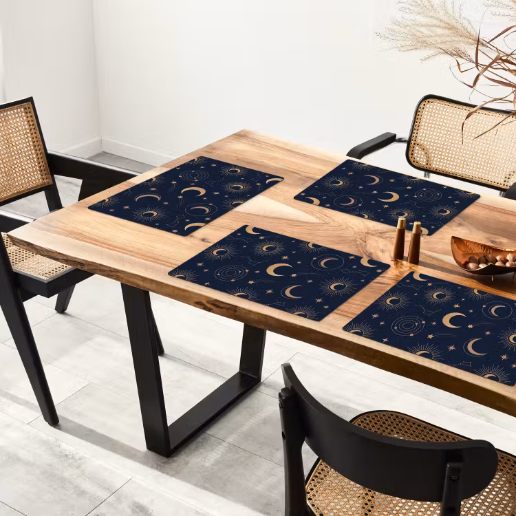 Placemat - 6 stuks - Maan - Sterren - Goud — 3