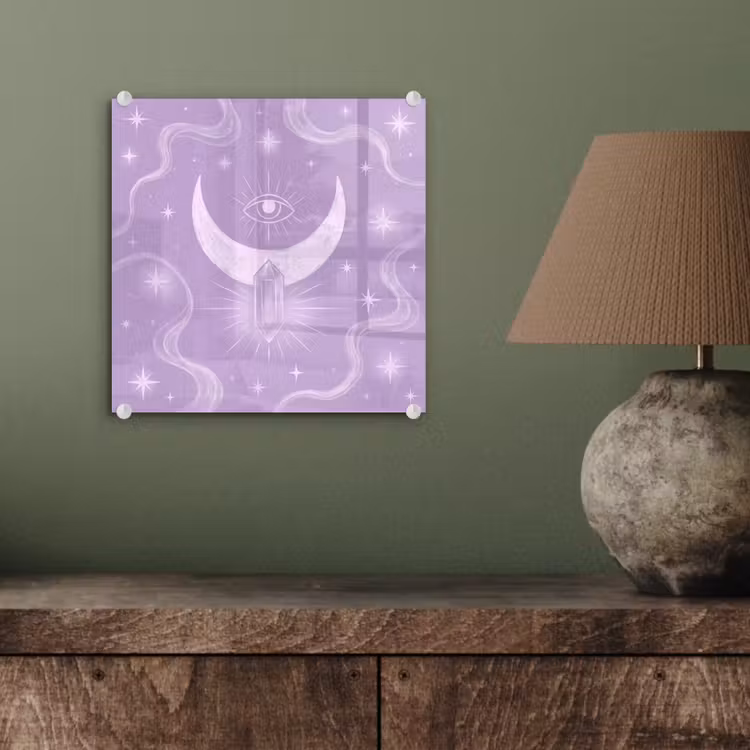 Glas schilderij - Maan - Mystiek - Paars — 4