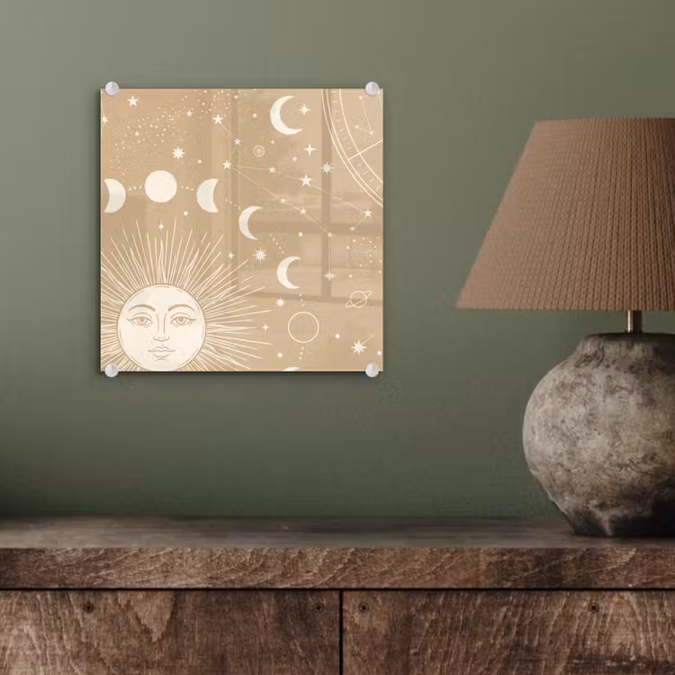 Glas schilderij - Zon - Maan - Sterren — 4